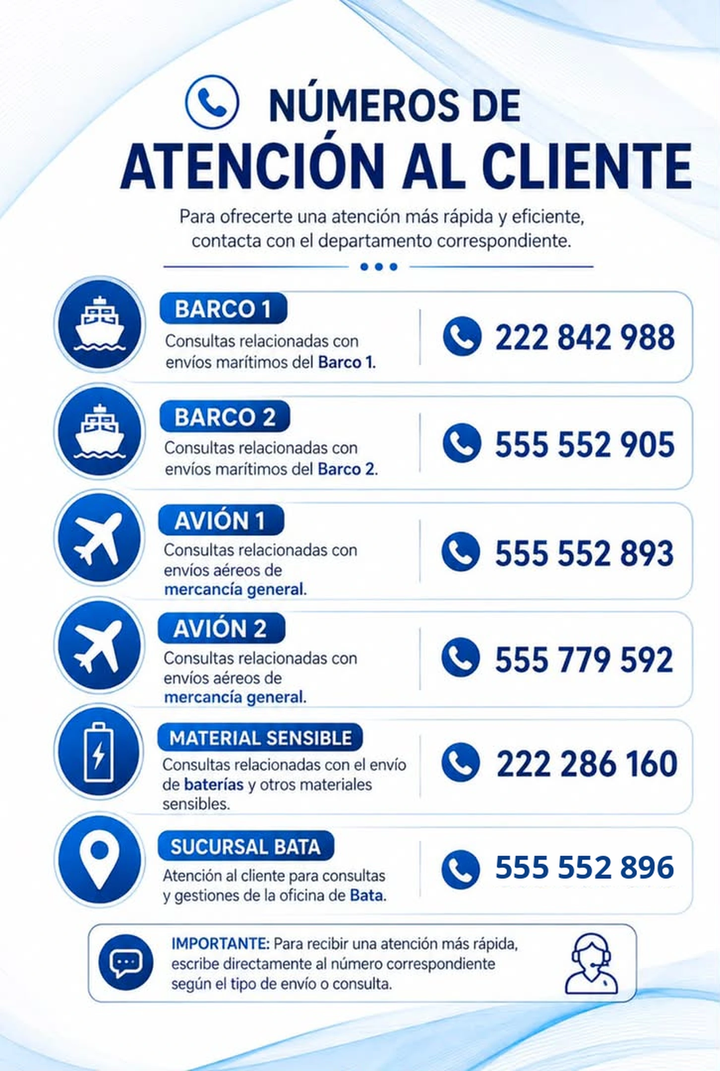 Números de atención al cliente NSEE SALAM